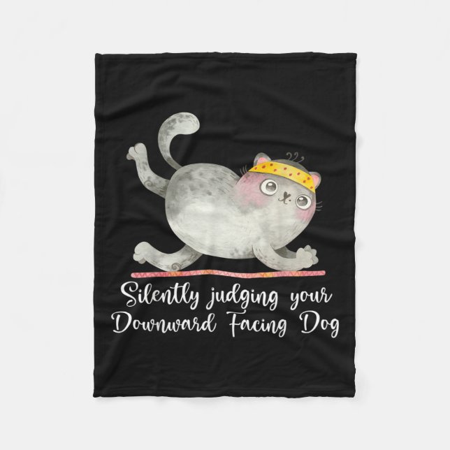 Funny Cat Yoga Quotes Silently Judging  Fleece Blanket (Front)