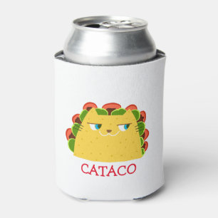 Funny Cataco Can Cooler Cute Cat Taco Pun