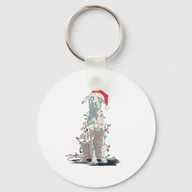 Funny Catahoula Leopard Dog Christmas Graphics Lig Keychain (Front)