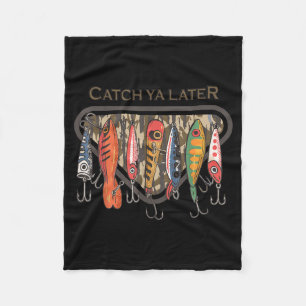 Funny Catch Ya Later Camo Fishing Lure Angler Fish Fleece Blanket
