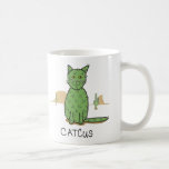 Funny "Catcus" Cactus Drawing Coffee Mug<br><div class="desc">This funny mug features a simple drawing of a green,  cat-shaped cactus,  or "catcus." The catcus appears in the foreground with two regular cacti in the distance in front of two mesas. A mug for anyone one who appreciates the often prickly nature of cats.</div>