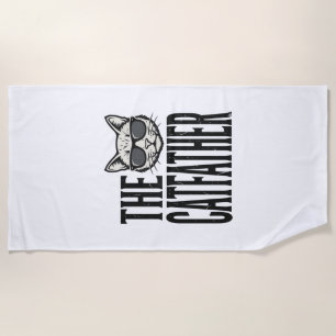 Funny Catfather Vintage Cat Quote Graphic Shirt_1 Beach Towel