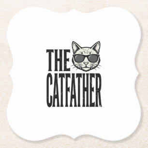 Funny Catfather Vintage Cat Quote Graphic Shirt_1 Paper Coaster
