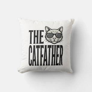 Funny Catfather Vintage Cat Quote Graphic Shirt_1 Throw Pillow