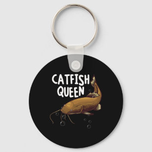 Funny Catfishing Art Women Mom Catfish Queen Fishi Keychain