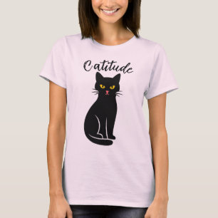 Funny « Catitude » T-Shirt Chat Noir – Mignon & Sa