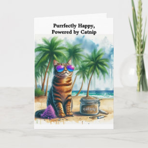 Funny Catnip "Be Happy" Cat Folded Greeting Card