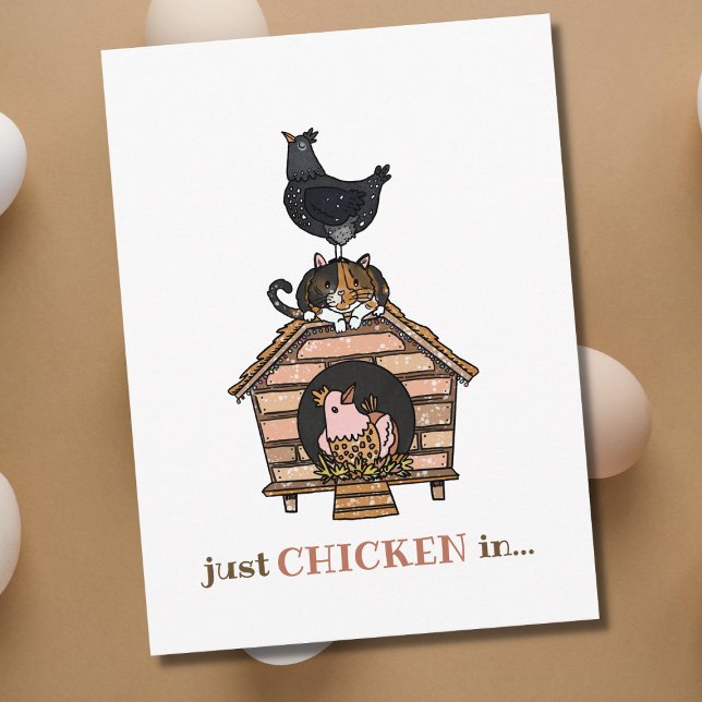 Funny Cats and Chickens Just Checking In Postcard (Creator Uploaded)