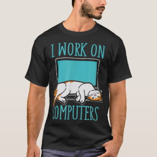 Funny Cats and Computers Laptop for pet lovers T-Shirt