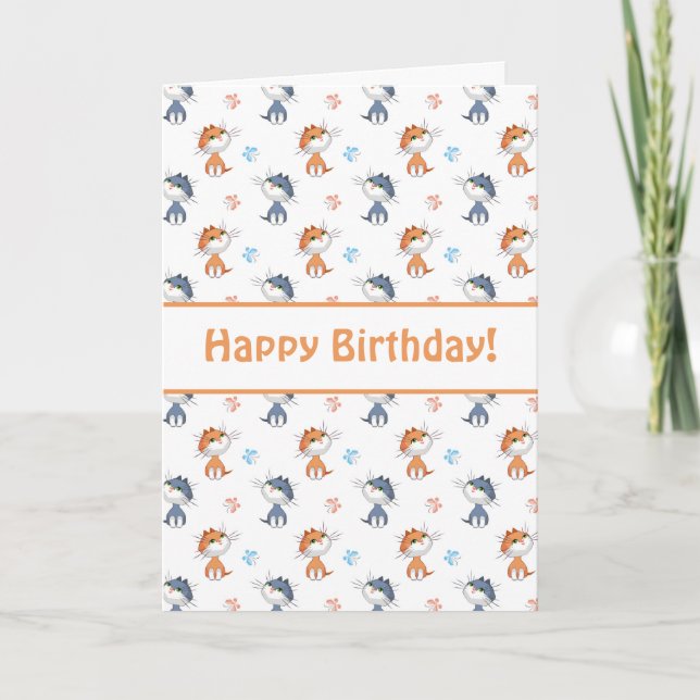 Funny Cats and Cute Butterflies Pattern Card (Front)