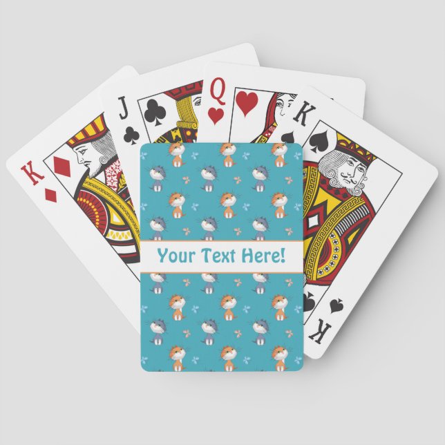 Funny Cats and Cute Butterflies Pattern Playing Cards (Back)