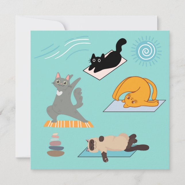 Funny Cats At Yoga Card (Front)
