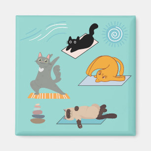 Funny Cats At Yoga Magnet