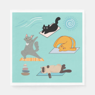 Funny Cats At Yoga Napkin