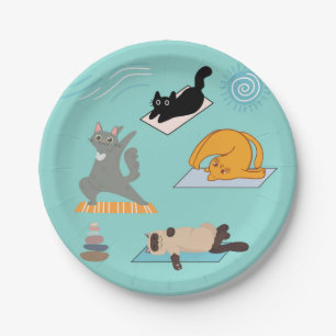 Funny Cats At Yoga Paper Plate