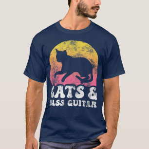 Funny Cats & Bass Guitar Vintage Retro Hobby 789 T-Shirt