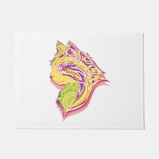 Funny Cats Breed Mandala Head Gift Ideas Doormat (Front)