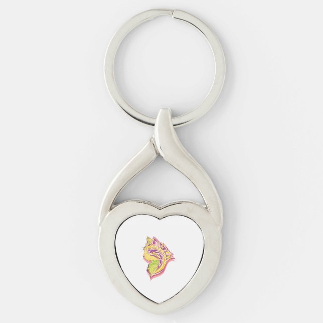 Funny Cats Breed Mandala Head Gift Ideas Keychain (Front)