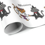 Funny Cats Bride and Groom wedding Art Wrapping Paper<br><div class="desc">Cute and fun orange tiger cat bride and grey cat groom wedding original art design.  Can also add custom text when ordering.</div>