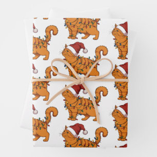 Funny Cats Christmas Orange Cat Mom Pet Lover Xmas Wrapping Paper Sheet