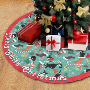 Funny cats Christmas stockings Brushed Polyester T Tree Skirt
