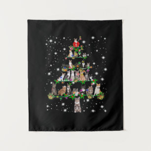 Funny Cats Christmas Tree Tee Ornament Decor Gift Tapestry