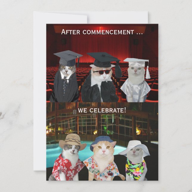Funny Cats Customizable Graduation Party Invite (Front)