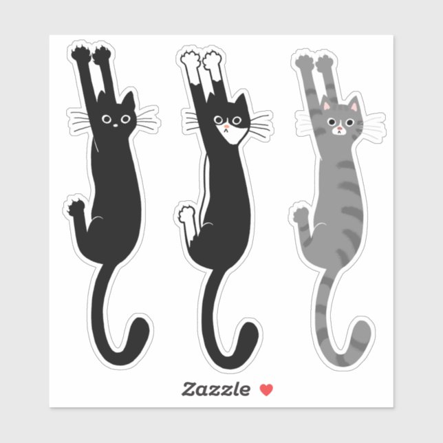 Funny Cats Hanging On | Black Cat, Tuxedo, Tabby (Sheet)