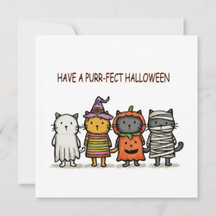 Funny Cats Happy Halloween  Holiday Card