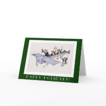 Funny Cats Happy Holidays Card - Vintage Cat Art