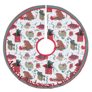 Funny Cats in Christmas Boxes Personalized Brushed Polyester Tree Skirt