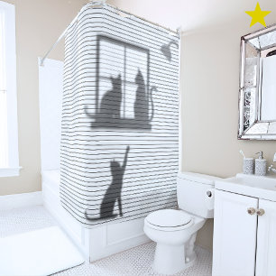 Funny Cats In The Window Shadow Gray Stripe