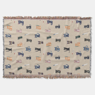 Funny Cats & Knives Throw Blanket