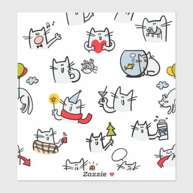 Funny cats, milk and magic. (Sheet)
