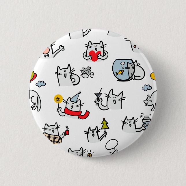Funny cats, milk and magic. 2 inch round button (Front)