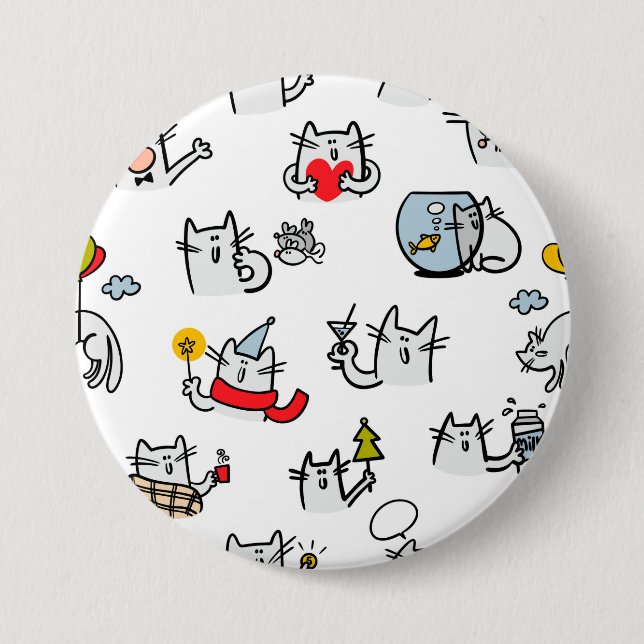Funny cats, milk and magic. 3 inch round button (Front)