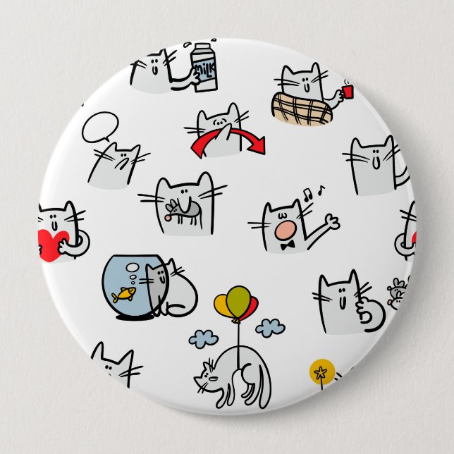 Funny cats, milk and magic. 4 inch round button (Front)