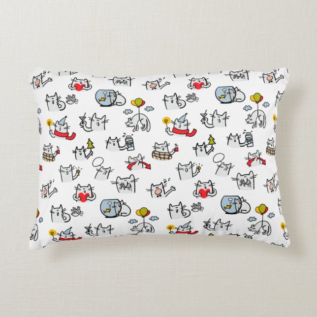 Funny cats, milk and magic. accent pillow (Front)