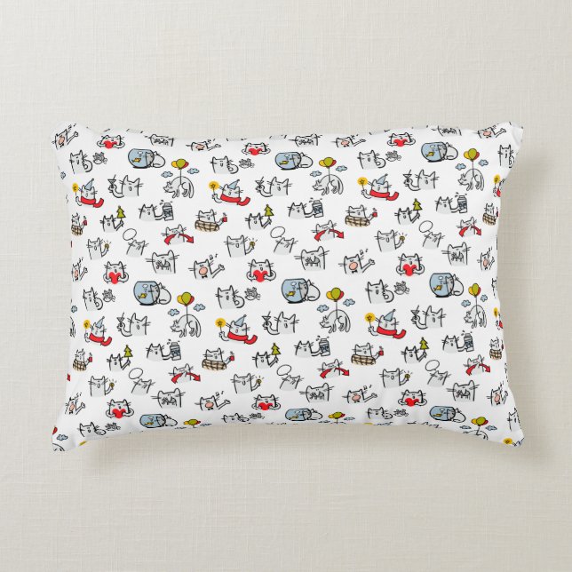 Funny cats, milk and magic. accent pillow (Front)