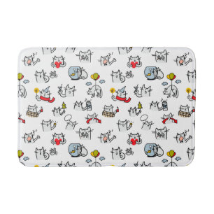 Funny cats, milk and magic. bath mat