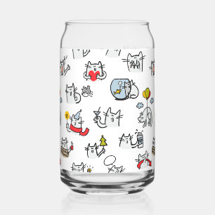 Funny cats, milk and magic. can glass