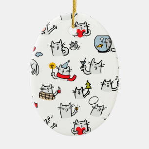 Funny cats, milk and magic. ceramic ornament