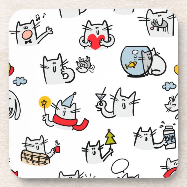 Funny cats, milk and magic. coaster (Front)