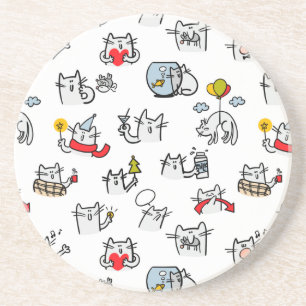 Funny cats, milk and magic. coaster