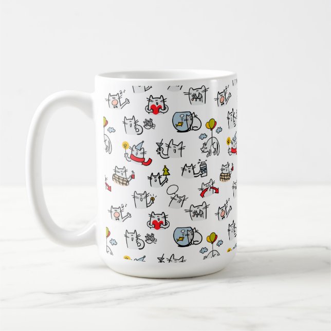 Funny cats, milk and magic. coffee mug (Left)