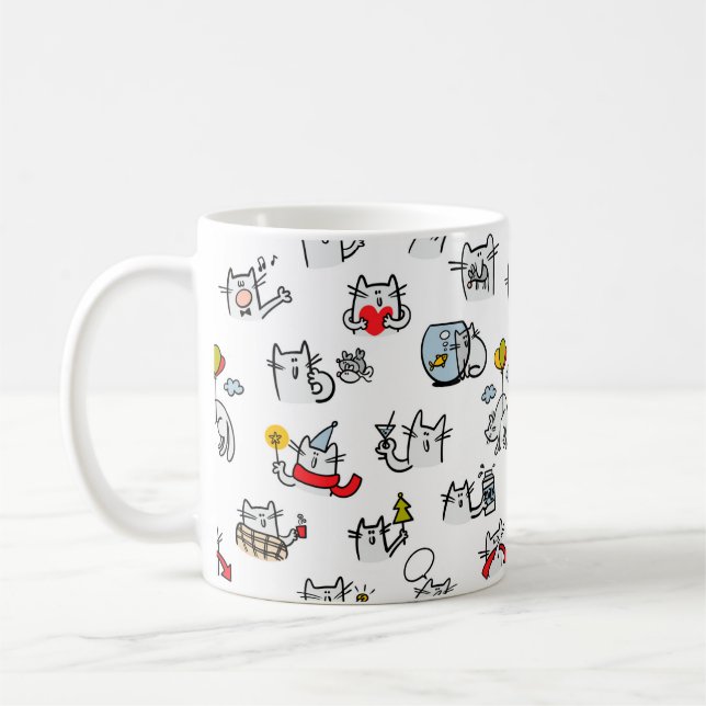 Funny cats, milk and magic. coffee mug (Left)