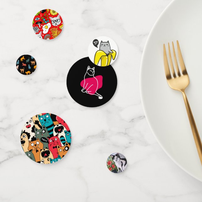 Funny cats, milk and magic. confetti (Group)