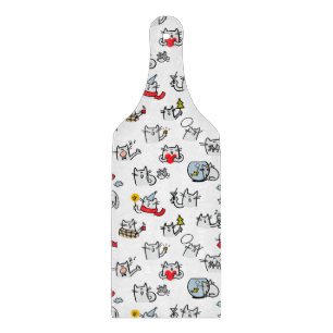 Funny cats, milk and magic. cutting board