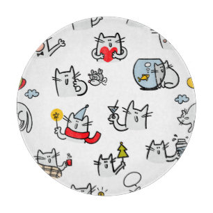Funny cats, milk and magic. cutting board