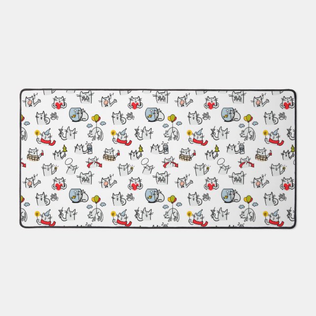 Funny cats, milk and magic. desk mat (Front)